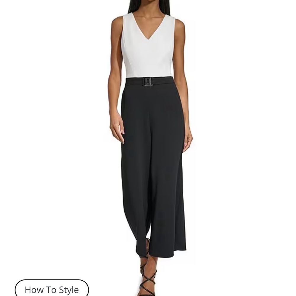 KARL LAGERFELD PARIS Wide Leg Scuba Crepe Jumpsuit